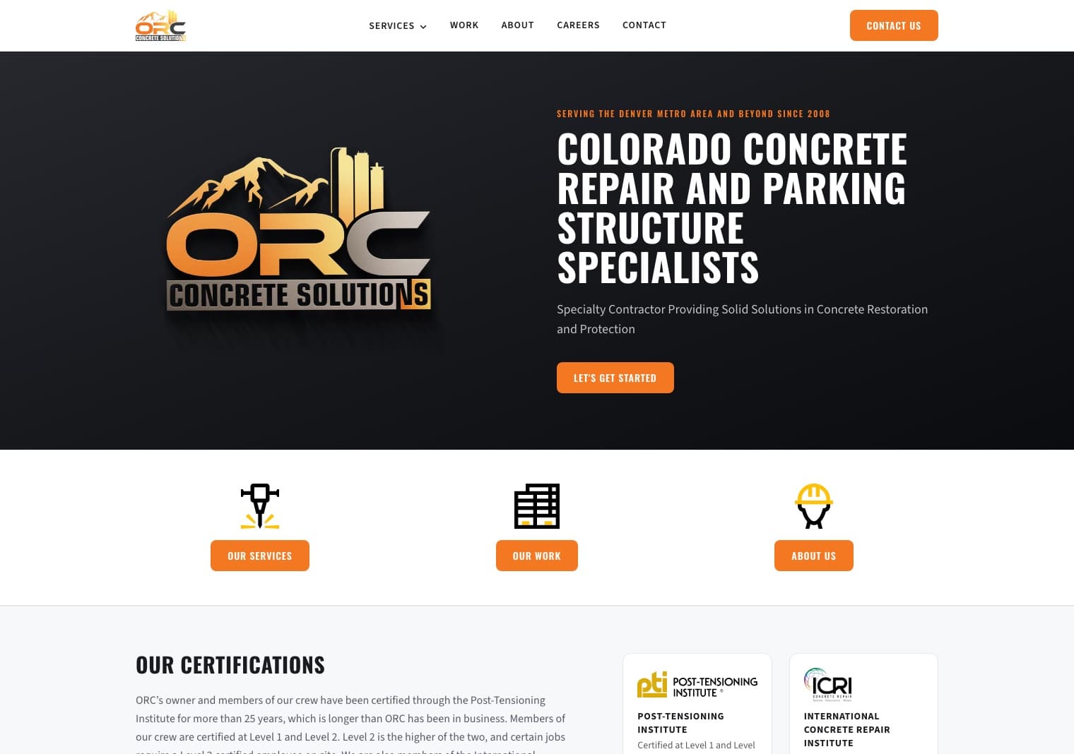 ORC Concrete Solutions website